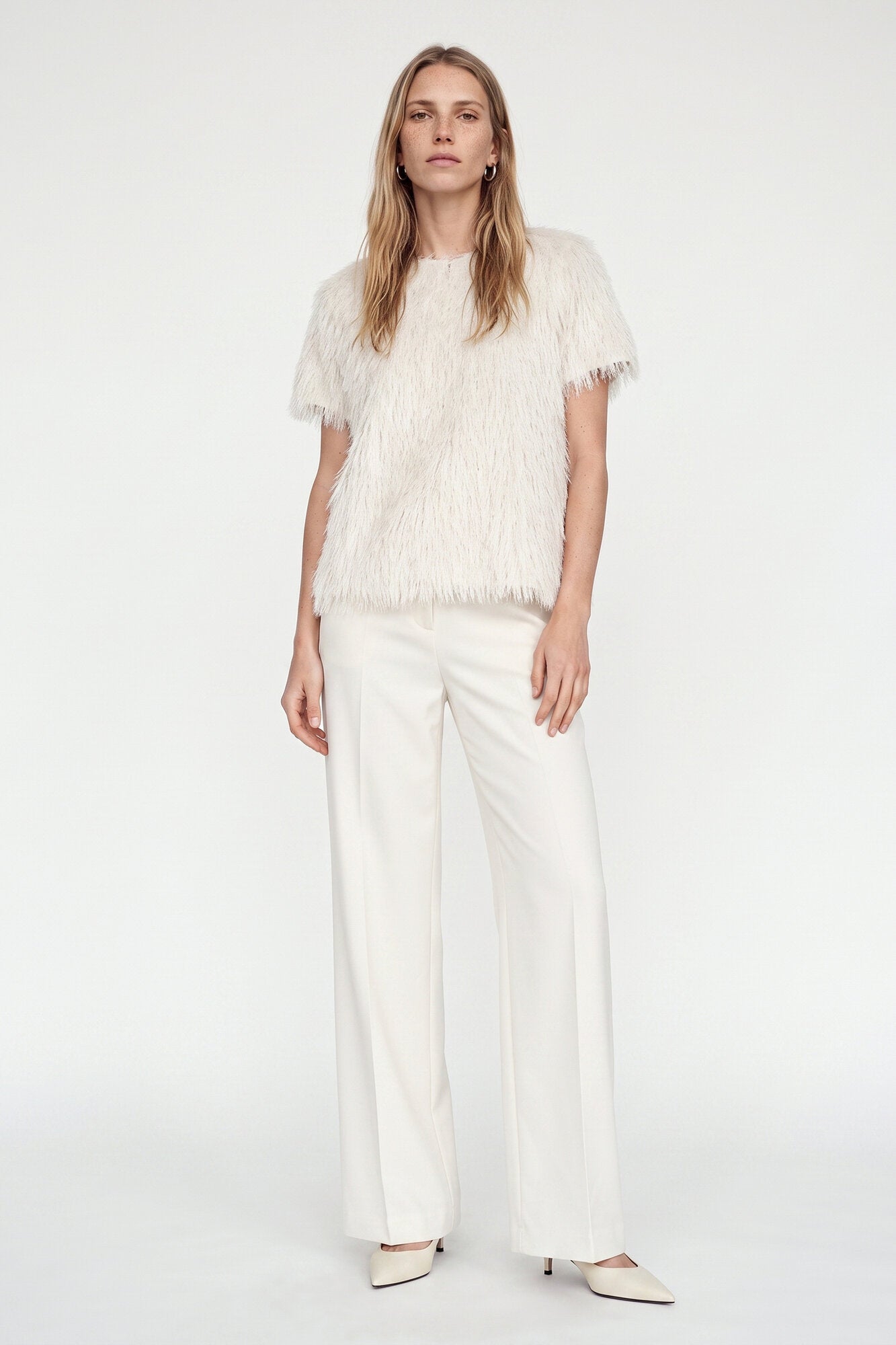 Brim Faux Fur t-shirt – Ecru